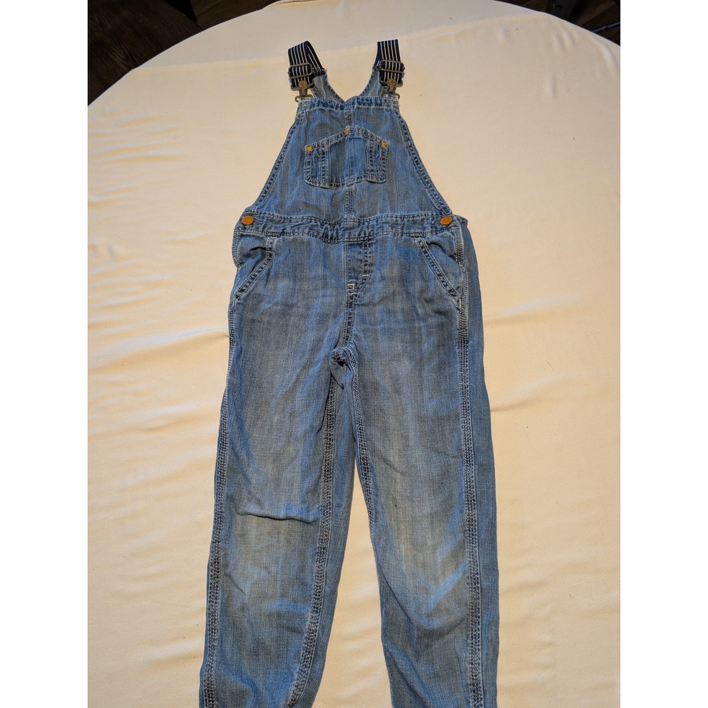 Gymboree Kids Boys Girls Denim Bib Overalls Light Wash Blue Size 5 Stripe Straps